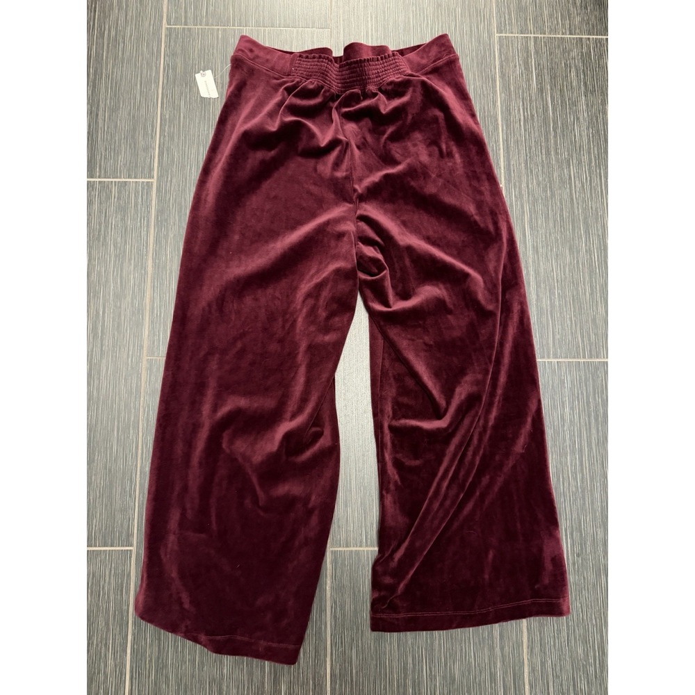 Anthropologie Daily Practice Velvet Wide Leg Pull On Pants XL Holiday Plum NWT!
